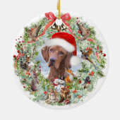 Ungarischer Weihnachtskranz Vizsla Keramik Ornament (Hinten)