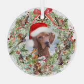 Ungarischer Weihnachtskranz Vizsla Ornament Aus Glas (Rückseite)