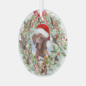 Ungarischer Weihnachtskranz Vizsla Ornament Aus Glas (Vorderseite links)