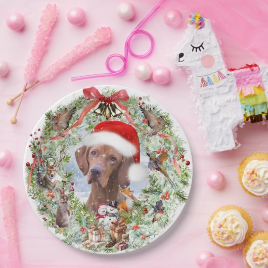 Ungarischer Weihnachtskranz Vizsla Pappteller (Party)
