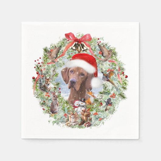 Ungarischer Weihnachtskranz Vizsla Serviette (Vorderseite)