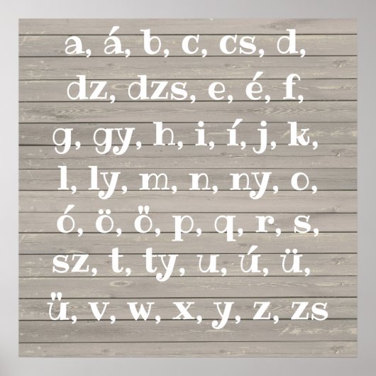 Ungarisches Alphabet im Holzlook Poster (Vorne)