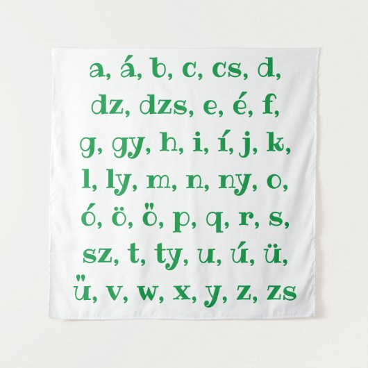 Ungarisches Alphabet in grün Wandteppich (Vorderseite)