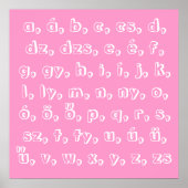 Ungarisches Alphabet in Rosa Poster (Vorne)