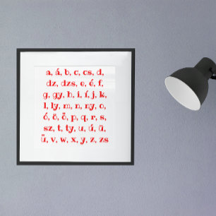 Ungarisches Alphabet in rot Poster
