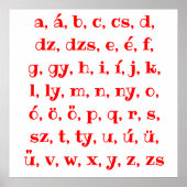 Ungarisches Alphabet in rot Poster (Vorne)