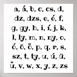 Ungarisches Alphabet in schwarz Poster