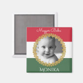Ungarisches Baby mit Foto und Name Magnet (Vorderseite/Rückseite)