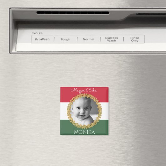 Ungarisches Baby mit Foto und Name Magnet (In Situ (Geschirrspüler))