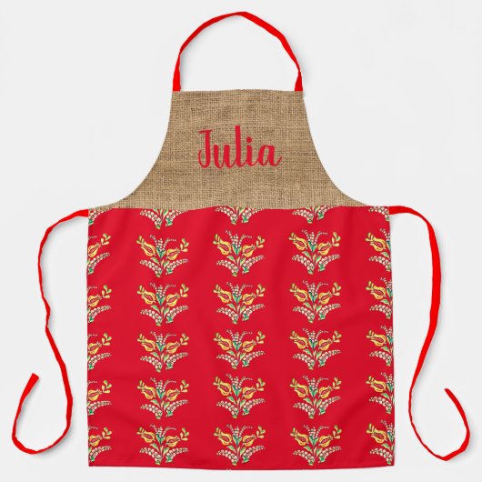 Ungarisches Blumenmuster in Rot Schürze (Vorderseite)