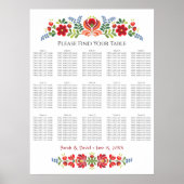 Ungarisches Design Rote Blume Sitzplan Poster (Vorne)