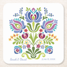 Ungarisches Design Violet Floral Rechteckiger Pappuntersetzer