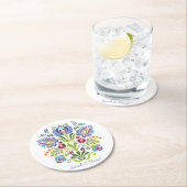 Ungarisches Design Violet Floral Runder Pappuntersetzer (Vor Ort)