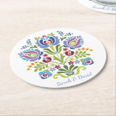 Ungarisches Design Violet Floral Runder Pappuntersetzer (Angewinkelt)
