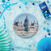 Ungarisches Gebäude des Parlaments in Budapest Pappteller (Party)