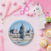 Ungarisches Gebäude des Parlaments in Budapest Pappteller (Party)