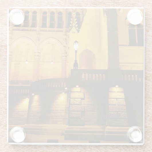 Ungarisches Gebäude Glasuntersetzer (Rückseite)