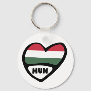 Ungarisches Land Code Flag Herz Keyring, HUN Schlüsselanhänger