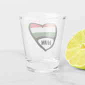 Ungarisches Ländercode Flaggenherz, HUN Schnapsglas (Rückseite)