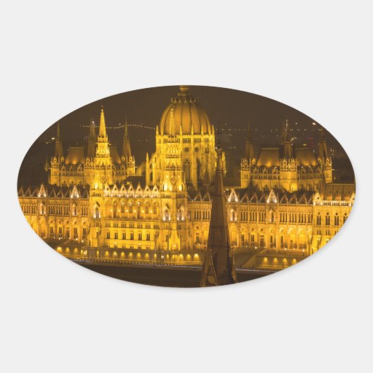 Ungarisches Parlament Ovaler Aufkleber (Vorderseite)