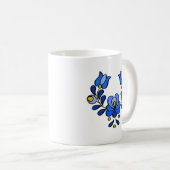 Ungarisches Stickereimuster, "Matyó" - blau Kaffeetasse (VorderseiteRechts)