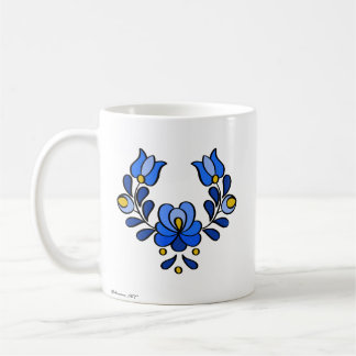 Ungarisches Stickereimuster, "Matyó" - blau Kaffeetasse
