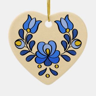 Ungarisches Stickereimuster, "Matyó" - blau Keramik Ornament