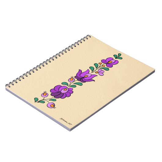 Ungarisches Stickereimuster, "Matyó" - lila Notizblock (Linke Seite)