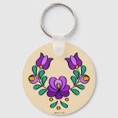 Ungarisches Stickereimuster, "Matyó" - lila Schlüsselanhänger (Vorderseite)