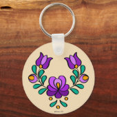 Ungarisches Stickereimuster, "Matyó" - lila Schlüsselanhänger (Rückseite)