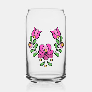 Ungarisches Stickereimuster, "Matyó" - rosa Dosenglas