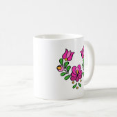 Ungarisches Stickereimuster, "Matyó" - rosa Kaffeetasse (VorderseiteRechts)