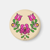 Ungarisches Stickereimuster, "Matyó" - rosa Magnet (Vorne)