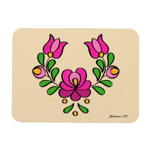 Ungarisches Stickereimuster, "Matyó" - rosa Magnet