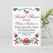 Ungarisches Volkskunst Brautparty Einladung (Stehend Vorderseite)