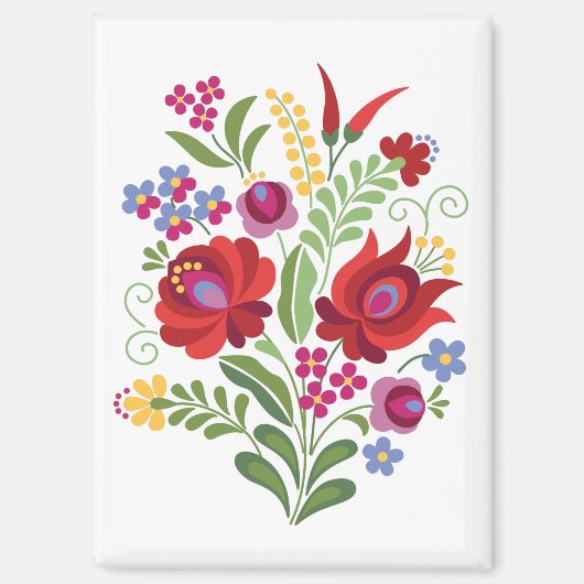 Ungarisches Volkskunst-Design Rote Paprika Magnet (Vorderseite)