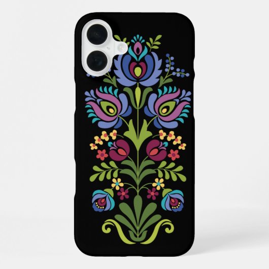 Ungarisches Volkskunstdesign Lavendelblüten iPhone Hülle (Rückseite)