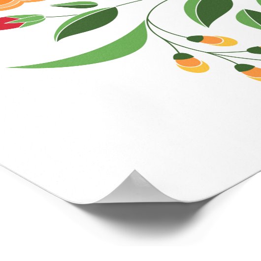 Ungarisches Volksmuster - Kalocsa Stickerei Blume Poster (Ecke)