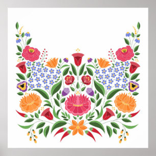 Ungarisches Volksmuster – Kalocsa Stickereiblume Poster