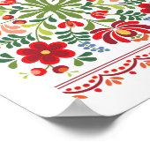 Ungarisches Volksmuster Rot und Rosa Poster (Ecke)