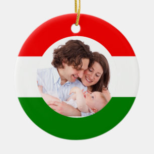 Ungarisches Weihnachts-Ungarn-Flaggenfamilie Foto Keramikornament