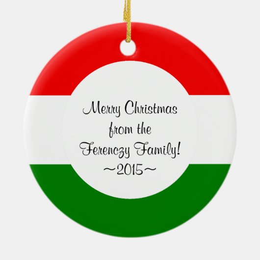 Ungarisches Weihnachts-Ungarn-Flaggenfamilie Foto Keramikornament (Hinten)