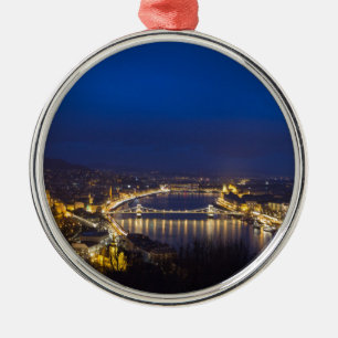 Ungarn Budapest Abendpanorama Ornament Aus Metall