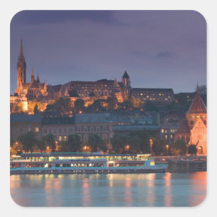 UNGARN, Budapest: Burghügel, Calvinistische Kirche Quadratischer Aufkleber