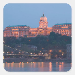 UNGARN, Budapest: Szechenyi-Brücke (Kettenbrücke), Quadratischer Aufkleber
