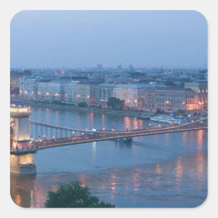 UNGARN, Budapest: Szechenyi (Kettenbrücke), 3 Quadratischer Aufkleber
