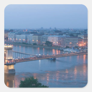 UNGARN, Budapest: Szechenyi (Kettenbrücke), 3 Quadratischer Aufkleber