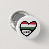 Ungarn Country Code Flag Herz Button Abzeichen, HU (Vorne & Hinten)