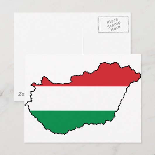 Ungarn Flag Map HU Postkarte (Vorne/Hinten)