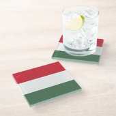 Ungarn-Flagge Glasuntersetzer (Schrägansicht)